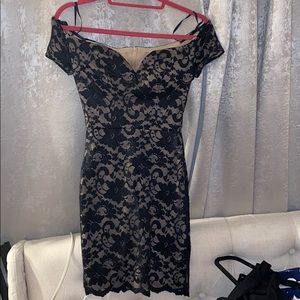 Black and nude floral tight dress